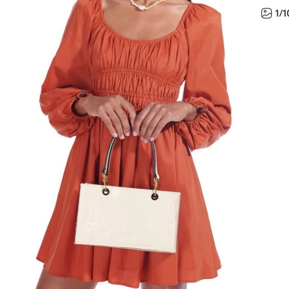 STAUD Vibrant Orange Long Sleeve Dress